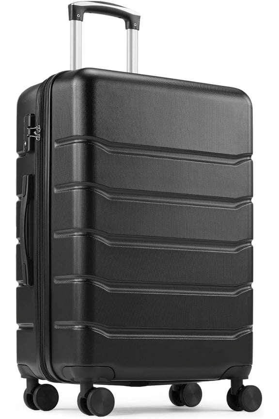 28 Inch Luggage, Hard Shell Rolling Suitcase with TSA Lock, Lightweight Luggage with Spinner Wheels, Black