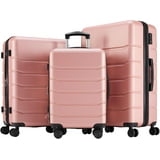 Simenmax 3-Piece Luggage Sets, Hard Shell Suitcases with Spinner Wheels ...