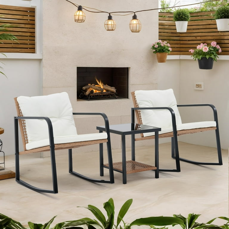 Outdoor 3-Piece Bistro Set, Steel Patio Chairs With Table
