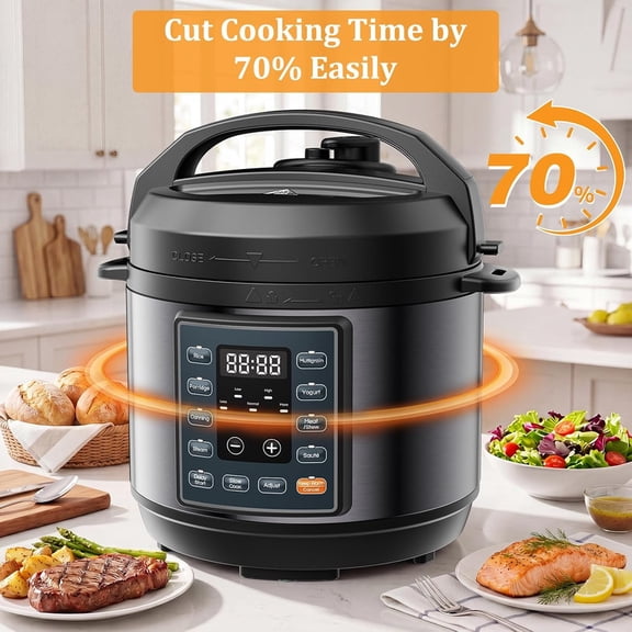 Simenmax 3 Quart Electric Pressure Cooker, 10-in-1 Multi Cooker with Ceramic Non-Stick Pot, Programmable Slow Cooker & Steamer, Stainless Steel Small Rice Cooker for Kitchens,Black