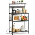 thumbnail image 1 of Simenmax 31.5" Kitchen Bakers Rack with Power Outlet, 4-Tier Adjustable Microwave Stand, Coffee Bar Station, Gray Storage Shelf Appliance Organizer, 1 of 8