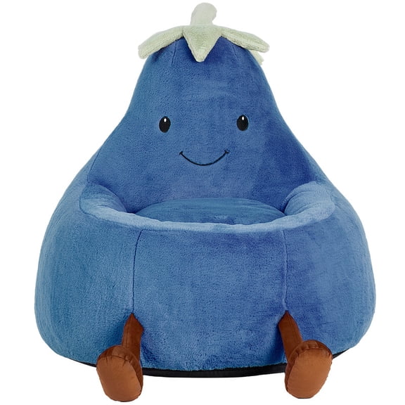 Simenmax 31'' Bean Bag Chair, Plush Rabbit Fur L-Shape Lounger, Washable Stuffed Sofa for Living Room, Bedroom & Reading Nook,Dark Blue