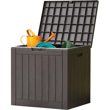 Simenmax 31-Gallon Outdoor Deck Box - Weatherproof Lockable Storage Container for Patio, Garden,Brown