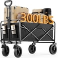 thumbnail image 1 of Simenmax 35IN Wagon, Wagons Carts Foldable with All-Terrain Wheels, Portable Shopping Cart Large Capacity Utility Cart with Drink Holders, Heavy Duty Collapsible Wagon,Black, 1 of 6