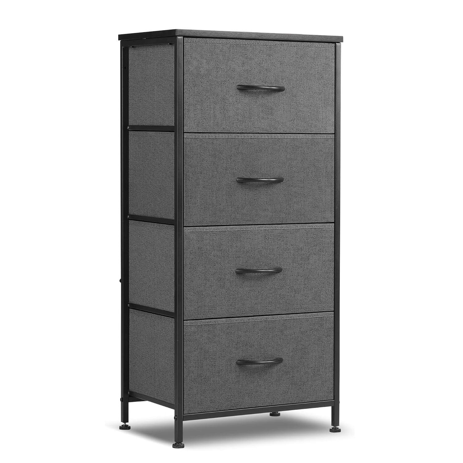 Walmart sales :  Simenmax 4 Storage Dresser for Bedroom,  Wide Fabric Closet Chests Organizer Tower Furniture with Wooden Top Metal Frame for Clothes, Kids Room, Living Room, Hallway, Entryway, Gray