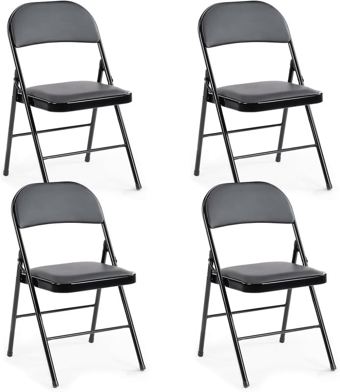 Folding Chair Padded | Black Set of 4
