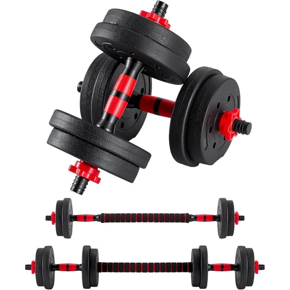 Simenmax 5-in-1 Adjustable Dumbbell Set, 20 lbs Home Gym Weight Kit, Dumbbell Barbell Kettlebell Push-Up Stand, Non-Slip Fitness Set for Full Body Workouts