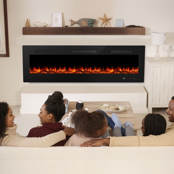 Simenmax 60’’ Electactic Fireplace,1500W Wall Mounted Recessed Electric Fireplace,Touch Screen & Remote Control,Ultra Thin & Low Noise for Living Room, Bedroom, Office