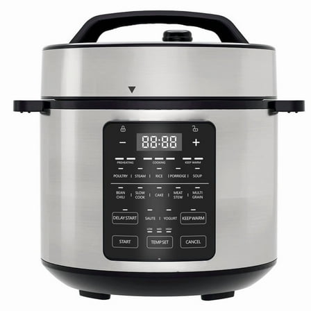 Simenmax 6QT Stainless Steel Electric Pressure Cooker - 12-in-1 Multi-Cooker, Slow Cooker, Rice & Yogurt Maker, 1000W