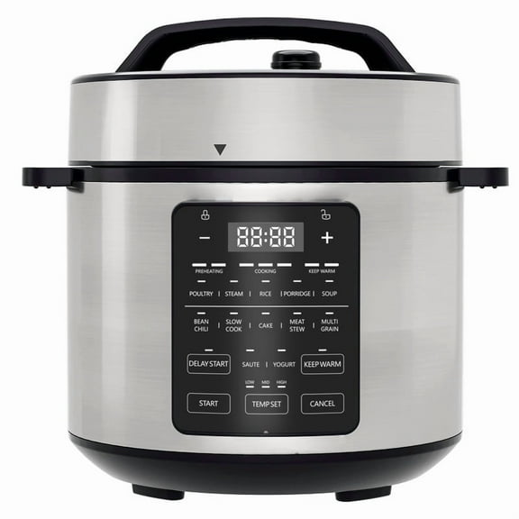 Simenmax 6QT Stainless Steel Electric Pressure Cooker - 12-in-1 Multi-Cooker, Slow Cooker, Rice & Yogurt Maker, 1000W