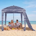 thumbnail image 1 of Simenmax 6x6ft Beach Cabana, Large Beach Canopy with Side Wall, UPF 50+ Protection Easy Setup Beach Tent Sun Shelter, Portable Beach Tent for Whole Family, Dark Blue, 1 of 8