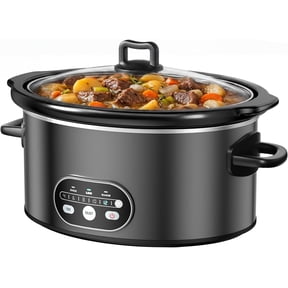 Simenmax 8QT Programmable Slow Cooker, Nonstick Ceramic Coating, Dishwasher-Safe Stoneware with Timer,Black