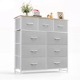 thumbnail image 1 of Simenmax 9 Drawers Dresser for Bedroom, Tall Fabric Closet Chests Organizer Tower Furniture with Wooden Top Metal Frame for Bed Room, Living Room, Hallway, Entryway,Light Gray, 1 of 8