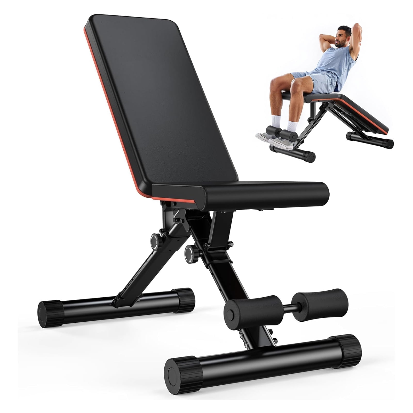 Simenmax Adjustable Weight Bench for Home Gym, 9-Position Incline/Decline, Foldable, Heavy Duty Workout Bench for Full Body Training (Chest, Legs, Abs, Dumbbell Exercises)