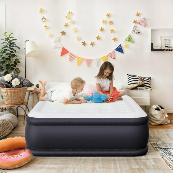 Simenmax Air Mattress Queen with Built in Pump, 16-Inch Raised Inflatable Blow up Camping Bed, Self-Inflating Portable Colchones Inflables