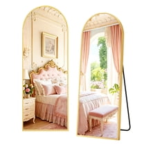 Simenmax Arched Full Length Mirror, 56x15 Inch Arched Standing Mirror with Nano Glass Aluminum Frame for Bedroom, Living Room, Gym,Gold