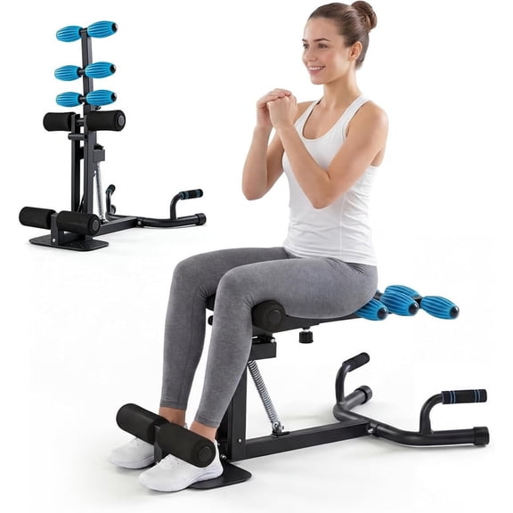 Simenmax Deep Squat Machine for Home Gym, 300 lbs Capacity Adjustable Glute & Leg Trainer, Compact Exercise Equipment for Core Strength, Blue & Black