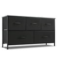 thumbnail image 1 of Simenmax 5 Dresser for Bedroom, 5 Storage Drawers, Wide Fabric Closet Chests Organizer Tower Furniture with Wooden Top Metal Frame for Clothes, Room, Living Room, Hallway, Entryway, Black, 1 of 7