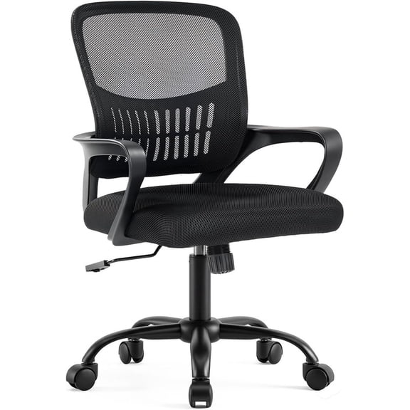 Simenmax Ergonomic Office Chair – Adjustable Height with Lumbar Support, Breathable Computer Desk Chair, Black