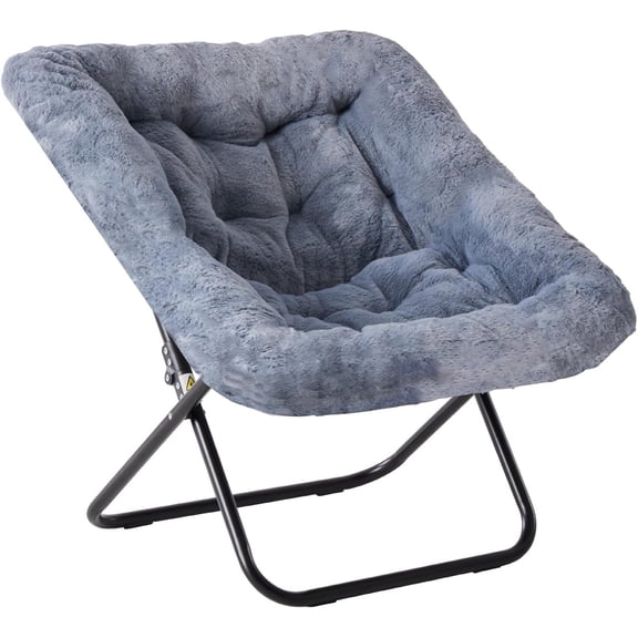 Simenmax Foldable Faux Fur Lounge Chair – 450 lbs Capacity, Soft Comfy Couch for Bedroom, Dorm, Living Room, Grey