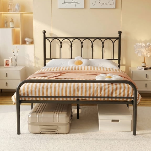 Simenmax Full Bed Frame Heavy Duty Metal Platform, 12" Under-Bed Storage, Steel Slat Support, No Box Spring Needed