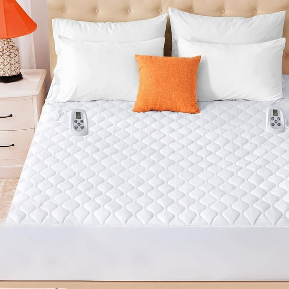 Simenmax Heated Mattress Pad Twin Size, Extra Wide Dual Zone Electric Bed Warming Pad with 10 Heat Setting & 12-Hour Auto Shut-Off, Machine Washable