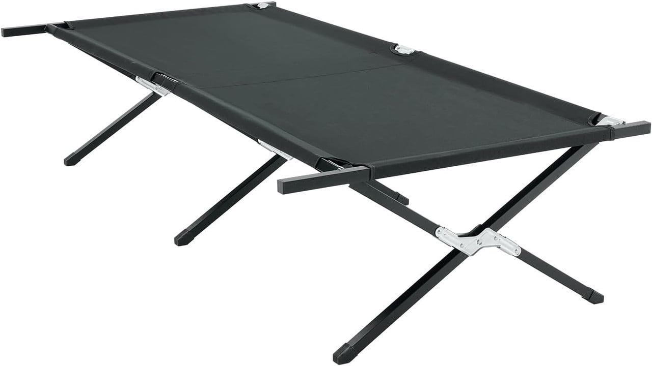 Simenmax Heavy Duty Folding Camping Cot – 300LBS Capacity Sleeping Bed, Portable Army Cot with Carry Bag for Outdoor Travel, RV, or Home Guest Use，Black