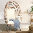 thumbnail image 1 of Simenmax Wicker Egg Chair, Outdoor Indoor Oversized Lounger Large Egg Basket Chair with Stand and Cushions for Patio Porch, Backyard, Living Room, Balcony,Beige, 1 of 6