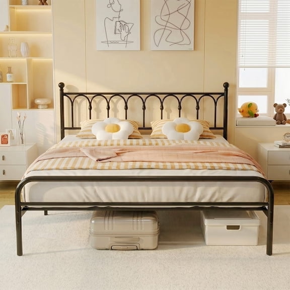 Simenmax King Bed Frame Heavy Duty Metal Platform, 12" Under-Bed Storage, Steel Slat Support, No Box Spring Needed