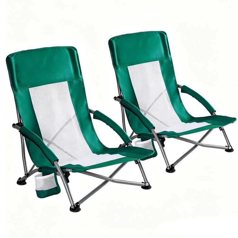 テーブル・チェア・ハンモック PFS LAWN CHAIR - LOW BACK BEACH CHAIR Simenmax Low Beach Chair Set of 2 – Folding Camping Chair for