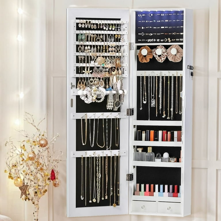 Simenmax Mirror Jewellery Cabinet Lockable Wall Mounted Jewelry