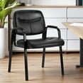 thumbnail image 1 of Simenmax Office Guest Reception Chair for Waiting Conference Room Lobby with Lumbar Support and Padded Arms,No Wheels,PU Leather, Black, 1 of 7