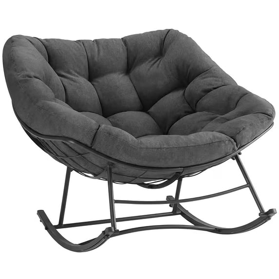 Simenmax Oversized Padded Egg Rocking Chair – 450 lbs Capacity, Anti-Slip Quiet Rocker for Bedroom, Living Room, Balcony & Garden,Black