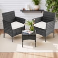 thumbnail image 1 of Simenmax Patio Furniture Set 3 Pieces, Outdoor Wicker Furniture with Coffee Table, Modern Rattan Patio Chairs Conversation Sets with Sofa for Garden, Terrace, Porch, Balconies, Lawns, Black, 1 of 9