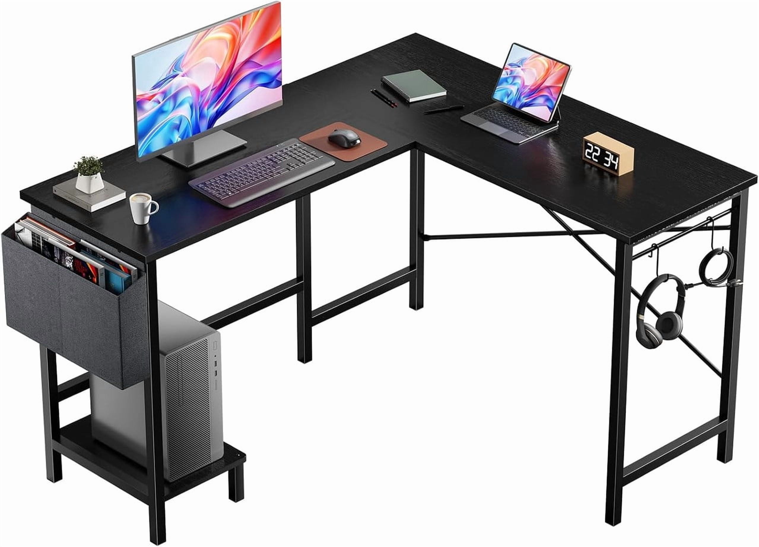 Simenmax Reversible L-Shaped Computer Desk with Storage Bag & CPU ...