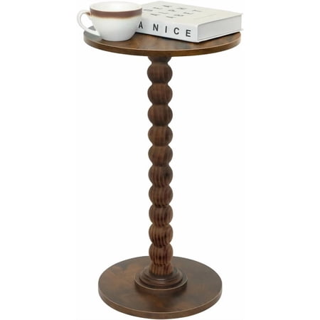 Simenmax Round Side Table, 11.8” Small Drink Table for Small Spaces, Modern Accent End Table Nightstand for Living Room, Bedroom, Office, Brown