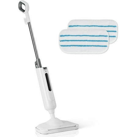 Simenmax Steam Mop with 2 Washable Pads, Lightweight Steam Mop for Hardwood, Tile & Laminate Floors，White&Gray