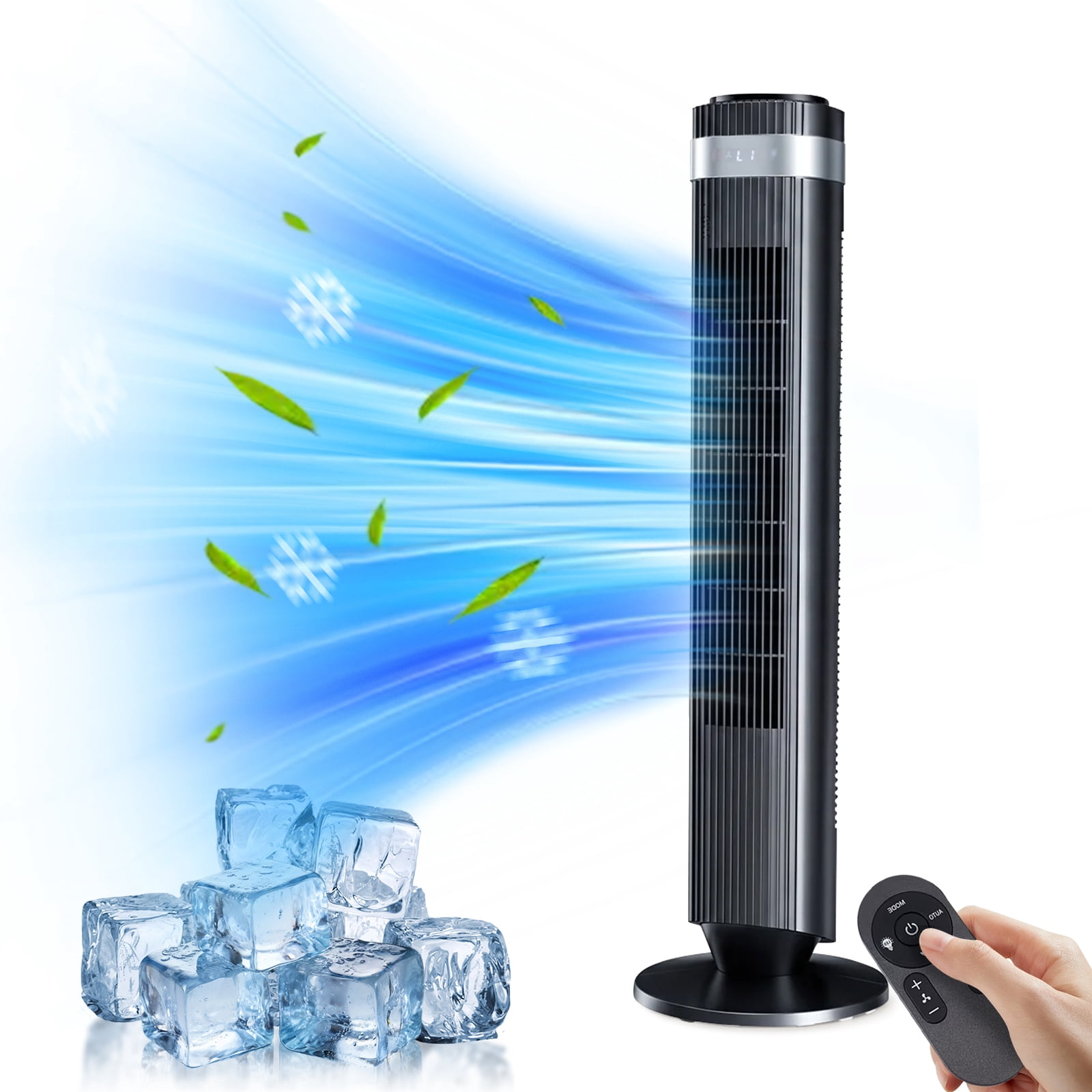 Simenmax Tower Fan, 36'' Bladeless Floor Fan with Remote, 12H Timer, 5 Speeds & 4 Modes, 28dB Quiet Standing Fan for Bedroom, Home, and Office,Black