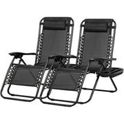 Simenmax Zero Gravity Chairs, Set of 2 Portable Recliner Beach Camping Patio Outdoor Folding Lounge Chair,Black