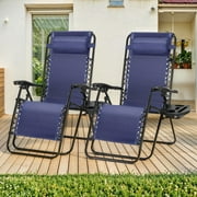 Simenmax Zero Gravity Chairs, Set of 2 Portable Recliner Beach Camping Patio Outdoor Folding Lounge Chair,Blue
