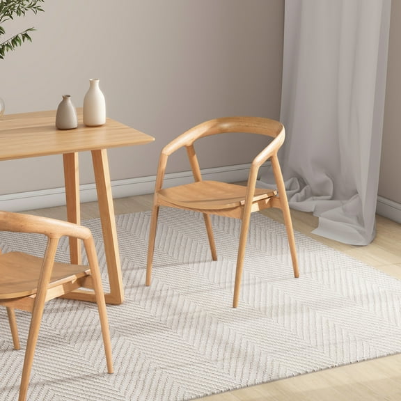 Jennifer Taylor Home Simeon 21" Scandinavian Sculpted Oak Wood Dining Chair, Warm Natural Brown Oak Wood