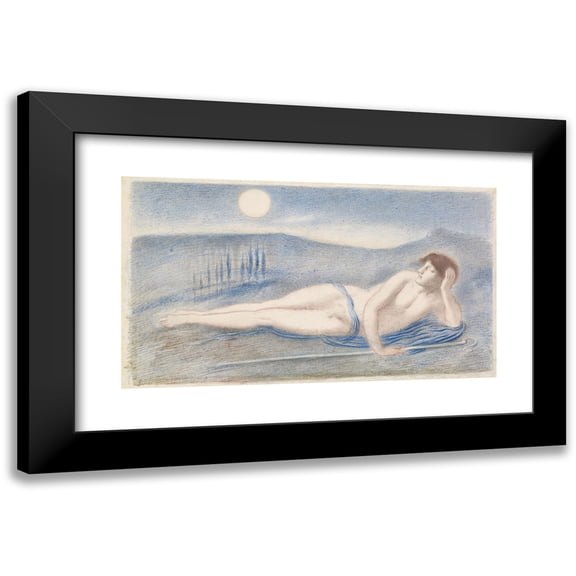 Simeon Solomon 14x10 Black Modern Framed Museum Art Print Titled - The Sleeping Endymion (1887)