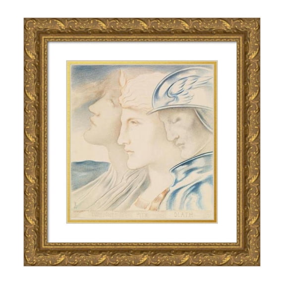 Simeon Solomon 20x22 Gold Ornate Framed and Double Matted Museum Art Print Titled - Twilight, Pity and Death (1889)