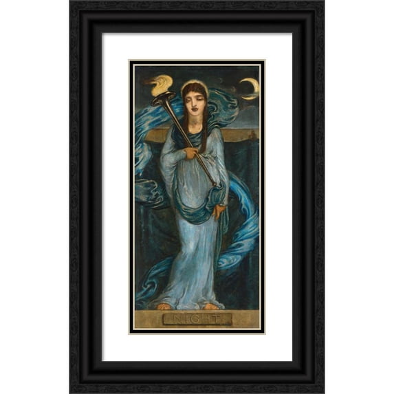 Simeon Solomon 9x14 Black Ornate Wood Framed Double Matted Museum Art Print Titled: Night