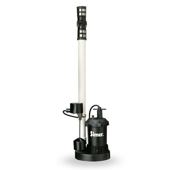 Simer Quick Install Sump Pump with Pre Assembled Discharge Pipe