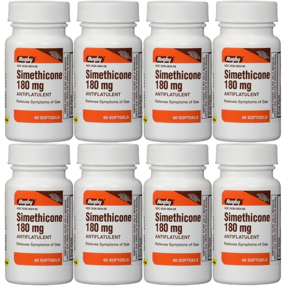 Simethicone 180 mg Generic for Phazyme Ultra Strength Anti-Gas 60 Softgels PACK of 8