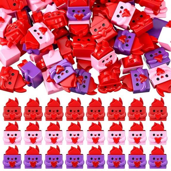 Simgoing 96 Pcs Valentine's Day Mini Resin Dumpster Figurines with Red Heart Resin Dumpster Trash Shape Gift with Fire and Heart for Valentine's Day Office Coworkers C113