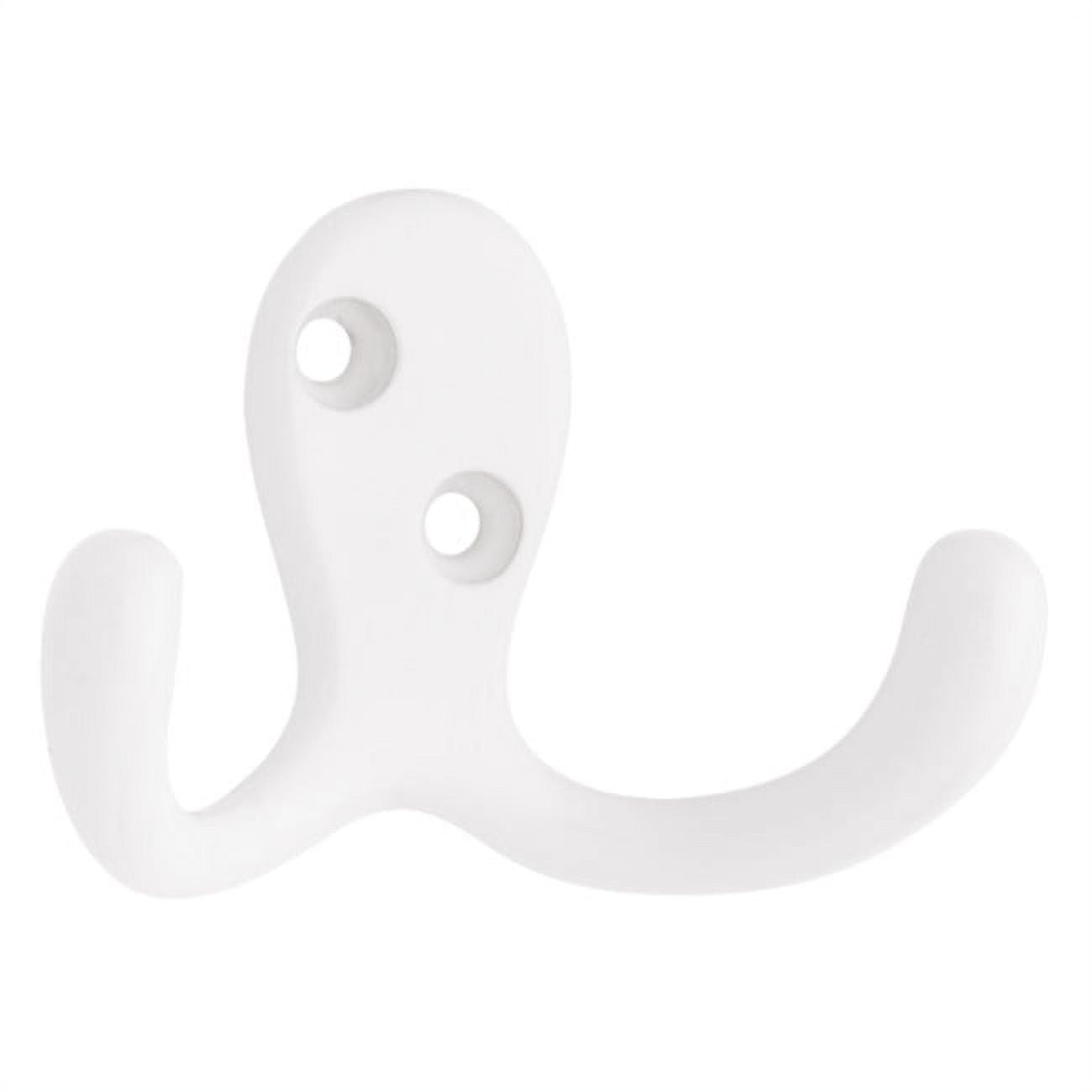 White Double Prong Wall Mounted Robe Hook