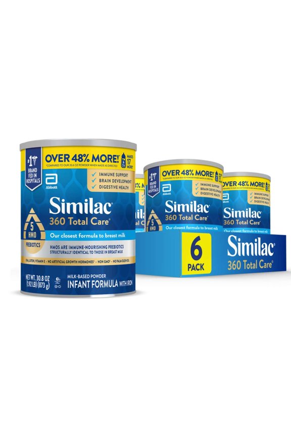 360 Total Care Baby Formula Powder, 30.8-oz Value Can, Pack of 6