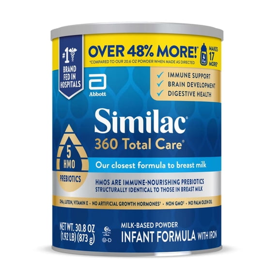 Similac 360 Total Care Baby Formula Powder, 30.8-oz Value Can